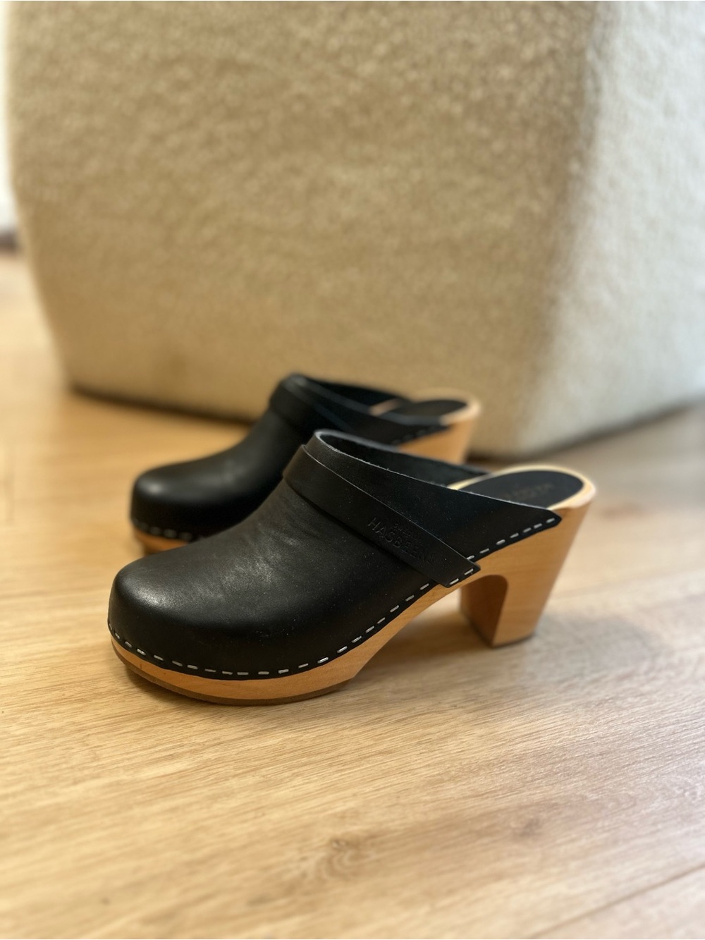 Swedish Hasbeens black sky high clog size 40 /9 , worn once!